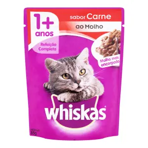 Sache Racao Whiskas Ad Carne 85Gr