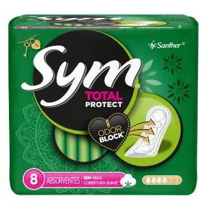 Absorvente Sym Cobertura Suave S/Abas C/8Un